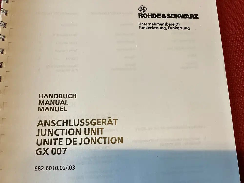 Aktuell Rohde & Schwarz GX 007 Anschlussgerät Junction Unit, Handbuch