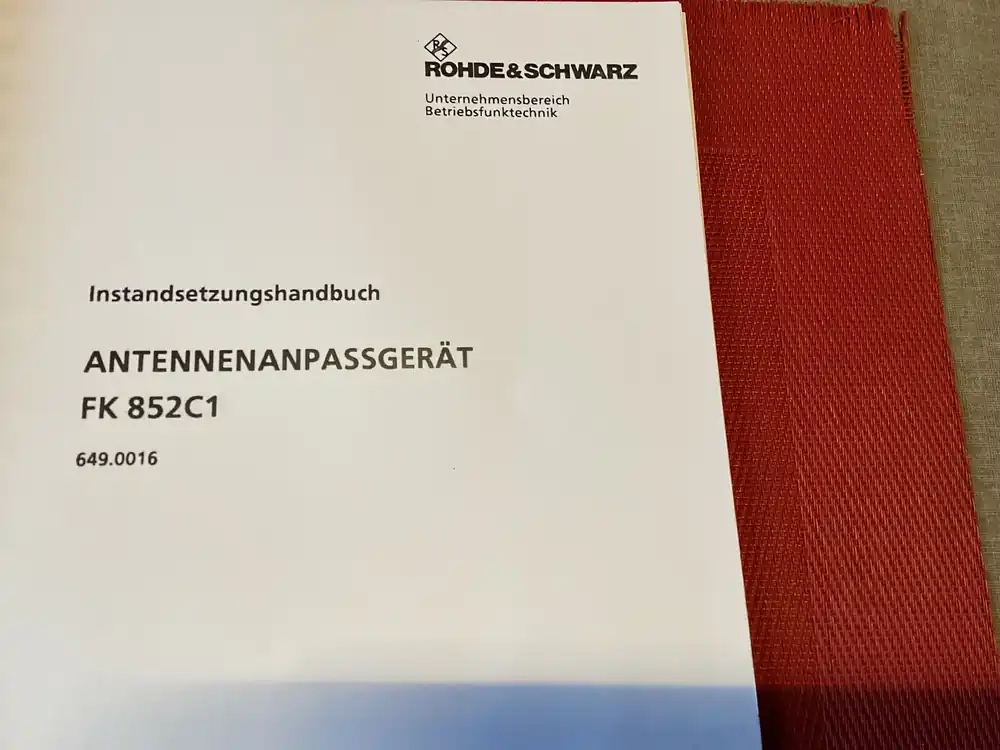 Rohde & Schwarz FK 852C1 Antennenanpassgerät, Instandsetzungshandbuch Garantierte Lieferung