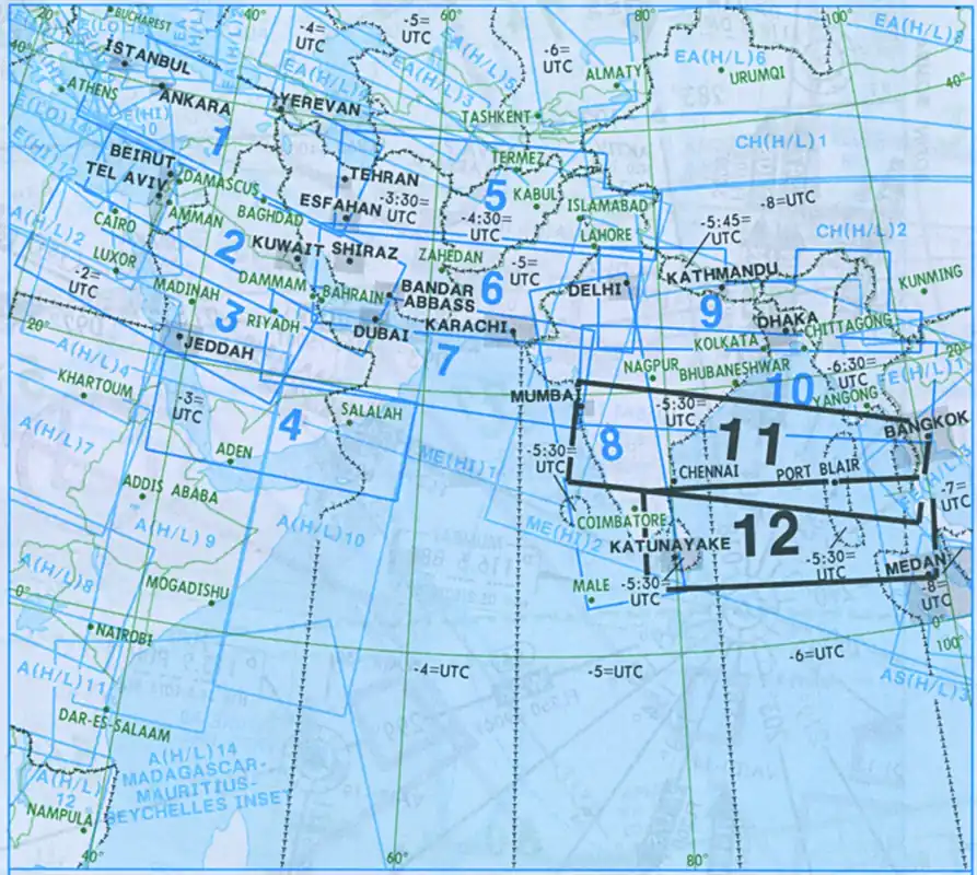 Finale Aktion ME(H/L) 11/12 - IFR-Streckenkarte Middle East - Oberer/Unterer Luftraum
