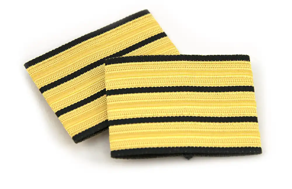 Schulter-Rang-Streifen 3er "First Officer", gold, schmal Solange Der Vorrat Reicht