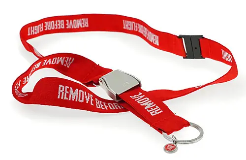 Neu Im Sortiment REMOVE BEFORE FLIGHT - Lanyard mit Mini-Flugzeuggurtschnalle