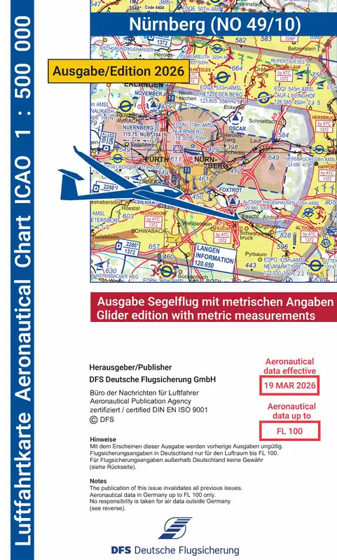 ICAO-Karte (Ausgabe 2026) 1:500.000, Segelflug, plano / Papier Preis Gesenkt