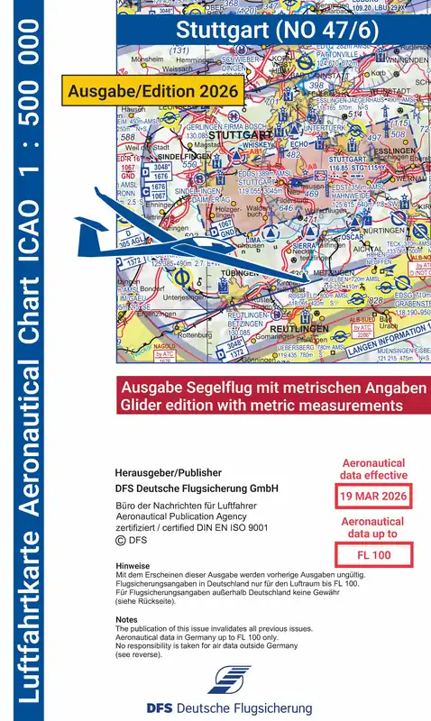 Schnäppchen ICAO-Karte (Ausgabe 2026) 1:500.000, Segelflug, plano / Papier