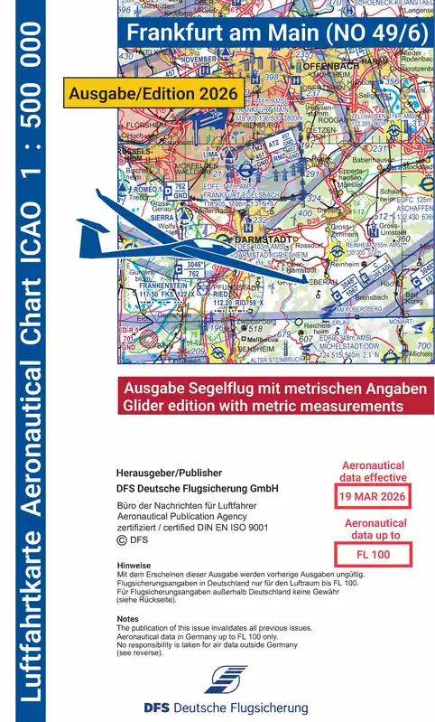 ICAO-Karte (Ausgabe 2026) 1:500.000, Segelflug, gefalzt / Papier Wochenendangebot