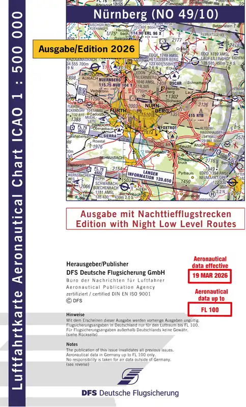 ICAO-Karte (Ausgabe 2026) 1:500.000, Nachttiefflug, plano/ Papier mit Folie Angebot