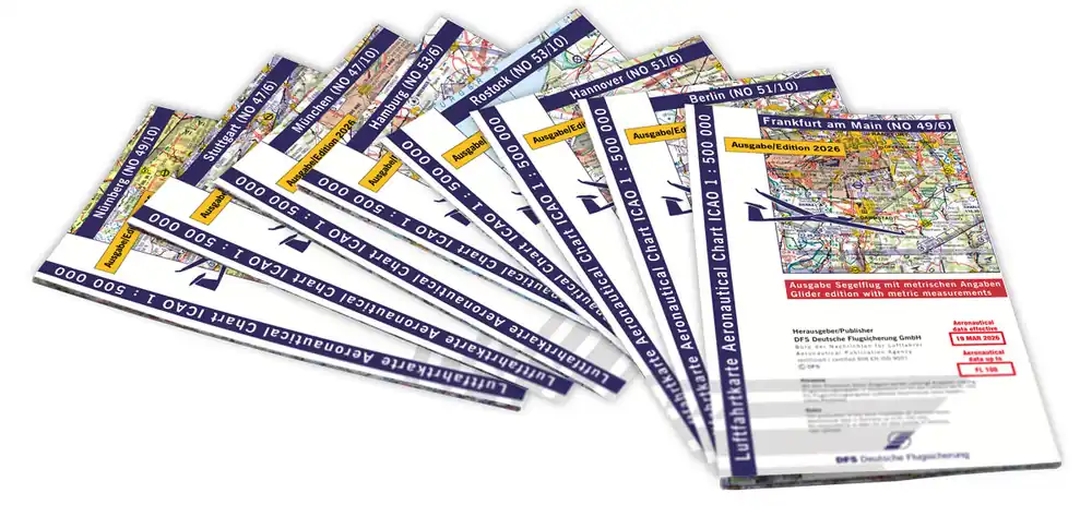 Top-Seller Ausgabe 2026 ICAO-Karten-Set Deutschland 1:500.000, Komplettsatz Segelflug
