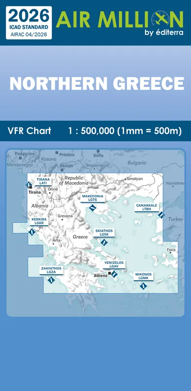 AIR MILLION: VFR-Zoom-Karte Greece / Northern Balkans 1:500.000 (Edition 2026) Abverkauf