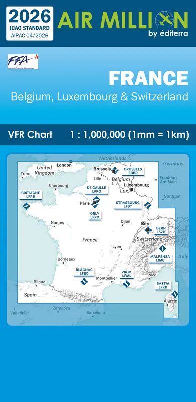 Geprüft AIR MILLION: VFR-Karte France 1:1.000.000 (Edition 2026)