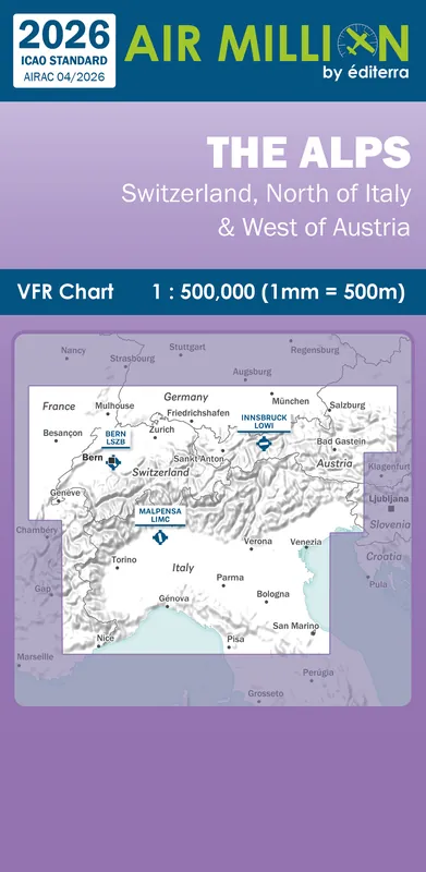 Bestpreis AIR MILLION: VFR-Zoom-Karte The Alps 1:500.000 (Edition 2026)