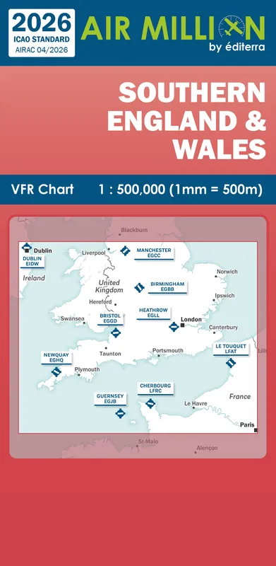 Knallerangebot AIR MILLION: VFR-Zoom-Karte Southern England & Wales 1:500.000 (Edition 2026)