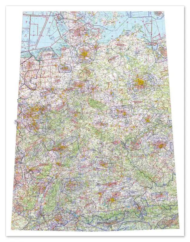 ICAO Wandkarte 2026 Deutschland komplett auf Plattenmaterial (1:500.000) – für Motorflug Sonderangebot