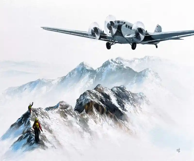 Neue Kollektion Originalgemälde "JU52 über den Alpen"