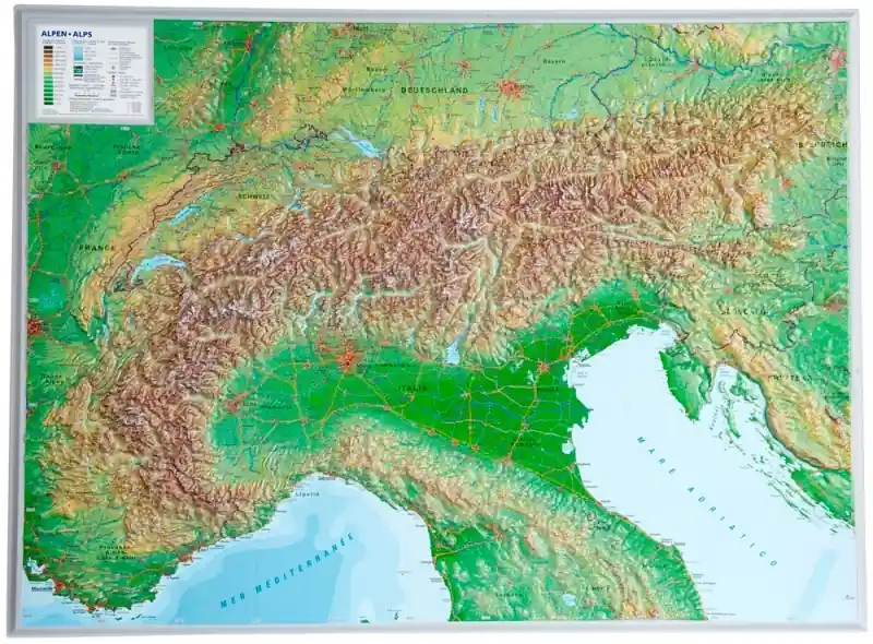 Reliefkarte 3D Alpen klein Sichere Zahlung