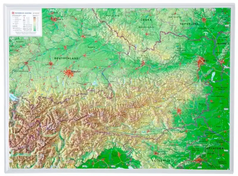 Reliefkarte 3D Österreich groß Meistverkauft