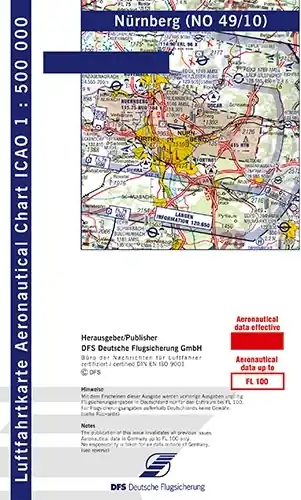 Geprüft ICAO-Motorflugkarte Nürnberg 2026 Papier