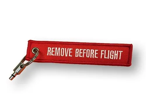 Markenprodukt Düsenstopfen 4mm Edelstahl mit Anhänger "Remove Before Flight"