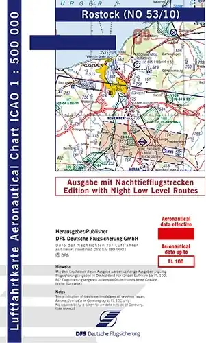 ICAO-Karte Rostock 2026 mit Nachttiefflugstrecken. Sonderangebot
