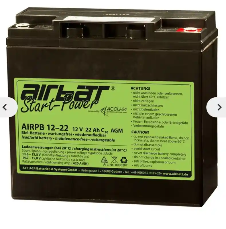 Garantierte Lieferung Motorbatterie AIRBATT Standard 12V 22Ah