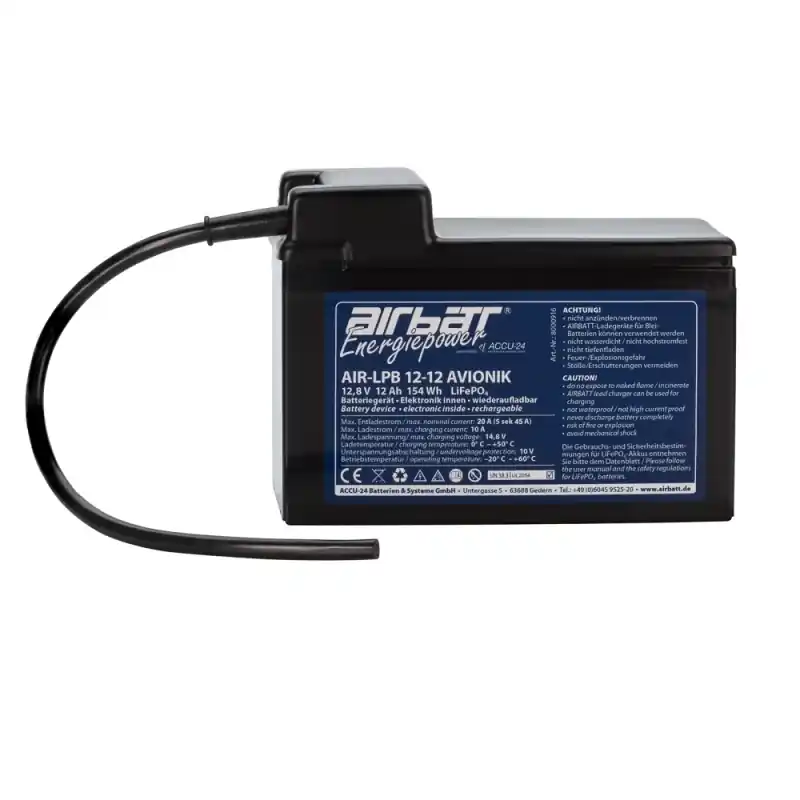 Direkt Vom Hersteller Airbatt LPB LiFePO4 12V 12Ah Avionik mit Polabdeckung Kabelausg. stirnseitig