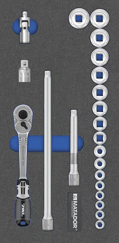 MTS Steckschlüssel-Satz 6-kt., 22-tlg., 10 mm (3/8"): 6-22 mm (1/3), MATADOR Art.-Code: 81641301 Abverkauf