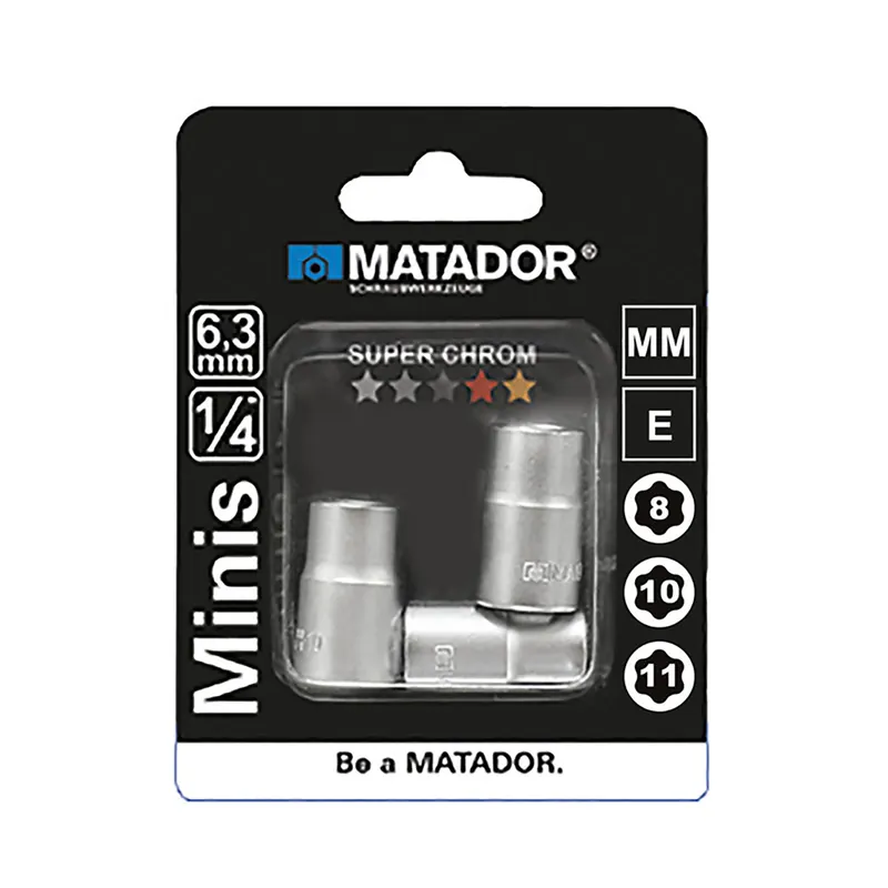 Nur Heute Satz Steckschlüssel-Einsätze, 3-tlg., 6,3 mm (1/4"): E8/10/11, MATADOR Art.-Code: 20909030