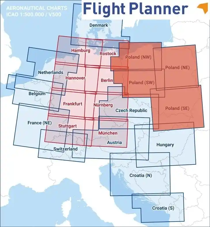 Flight Planner / Sky-Map Visual 500 Karte Polen inkl. Anflugkarten Neu Im Sortiment