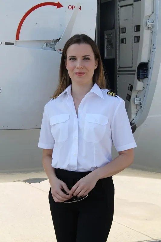 Sofort Bestellen Damen-Pilotenhemd, weiß, kurzer Arm 34