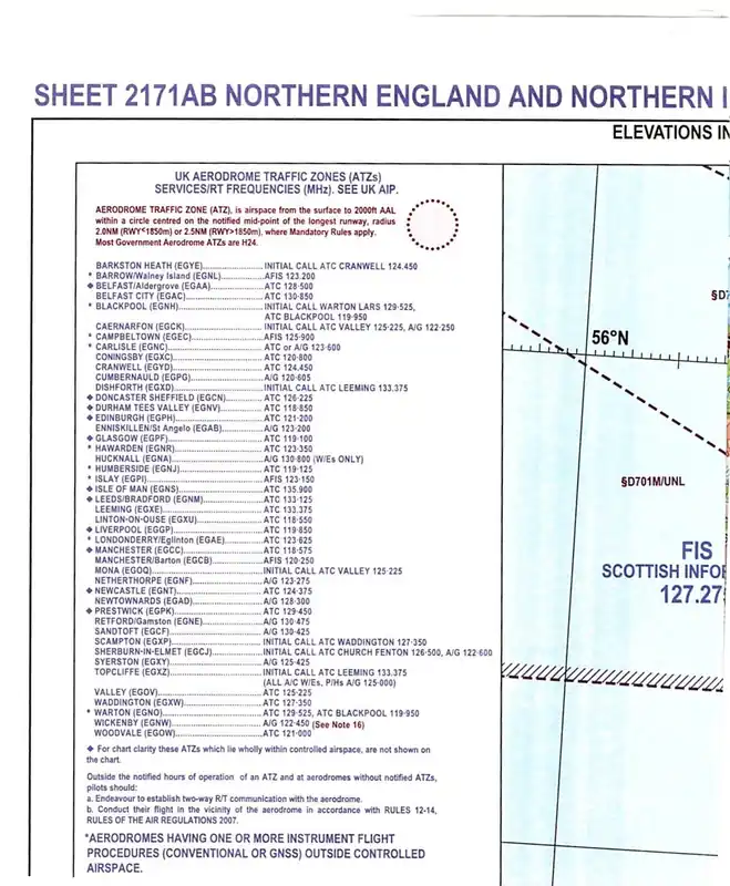 Sofort Bestellen ICAO Karte Großbritannien, Nord England 2025