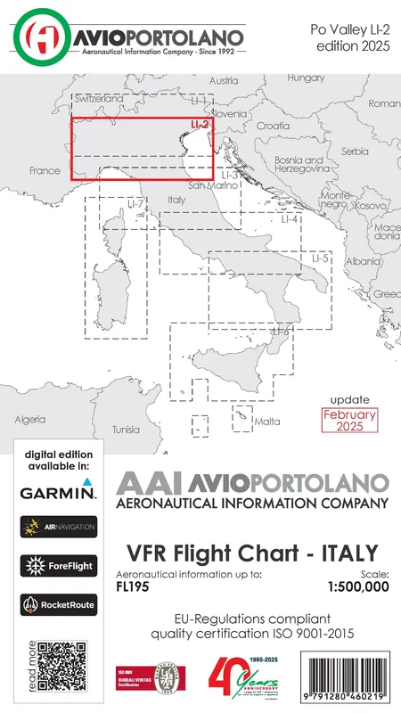 Avioportolano VFR Karte Italien LI-2 2026 Highlight