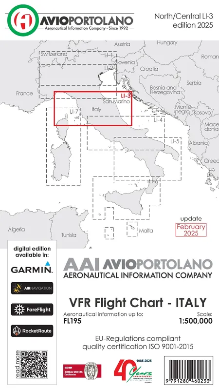 Direktkauf Avioportolano VFR Karte Italien LI-3 2026