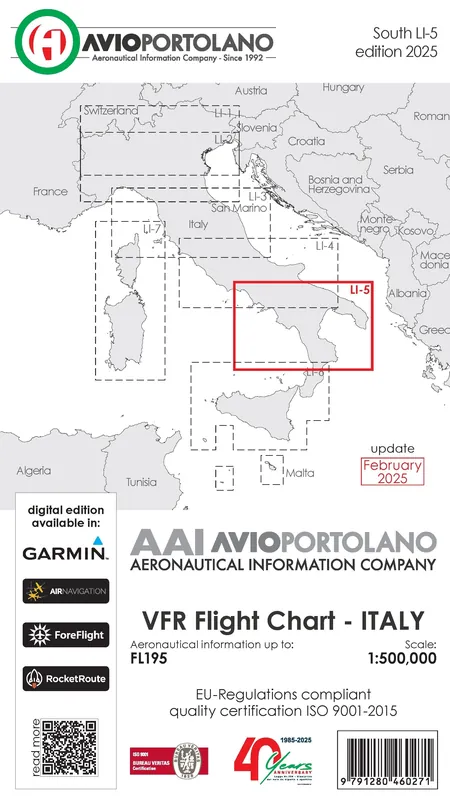 Kracherpreis Avioportolano VFR Karte Italien LI-5 2026