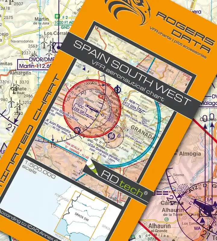 Rogers Data VFR Karte Spanien Süd-West 2026 Preiswert